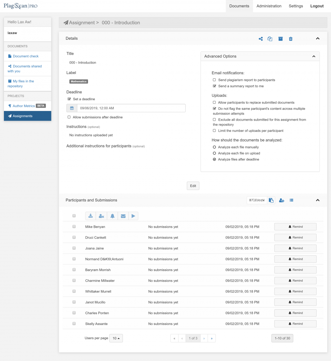 assignment details english interface