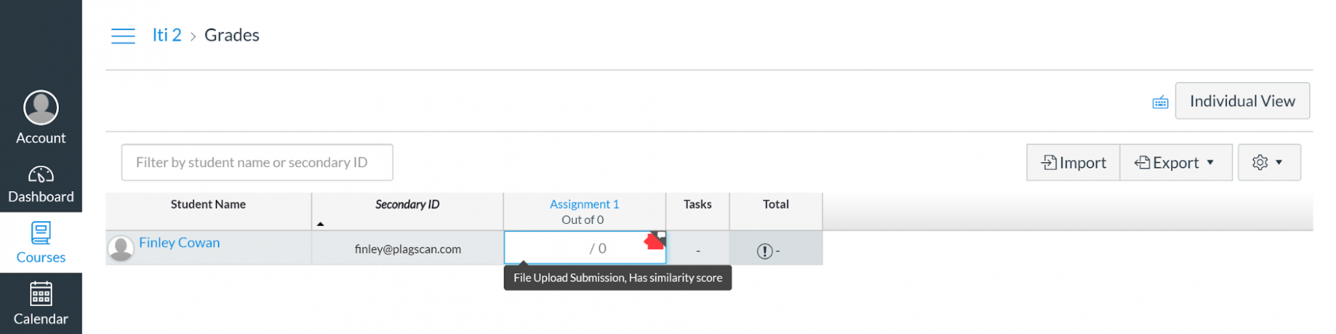 Canvas Teacher View from Grades Menu