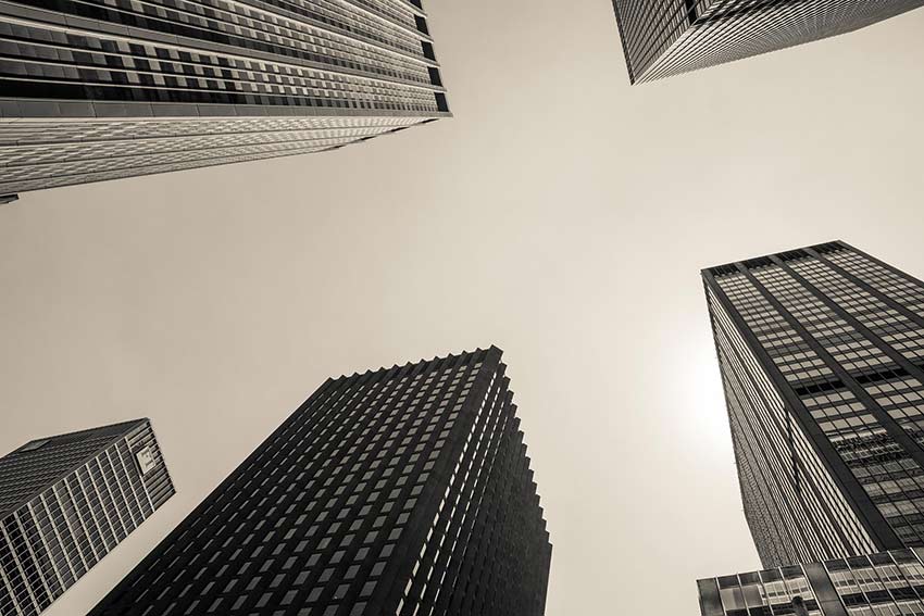 Worm's-eye view of skyscrapers 